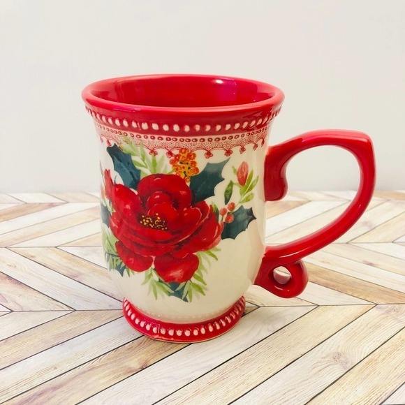 Pioneer Woman Rosy Toile 14-Ounce Mug - Picture 1 of 7